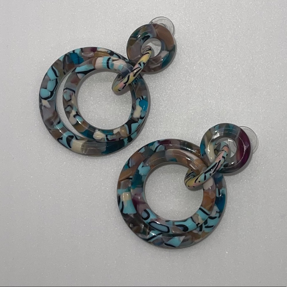 Lele Sadoughi acetate double hoop earrings.